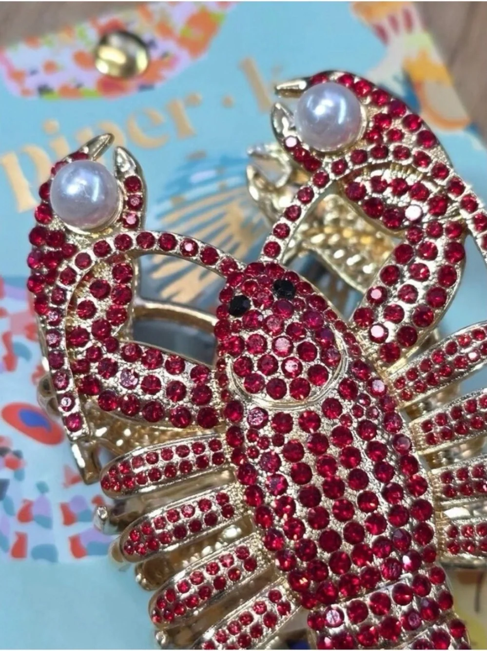 NWT Piper K Metal Lobster Rhinestoned Hair Claw Clip